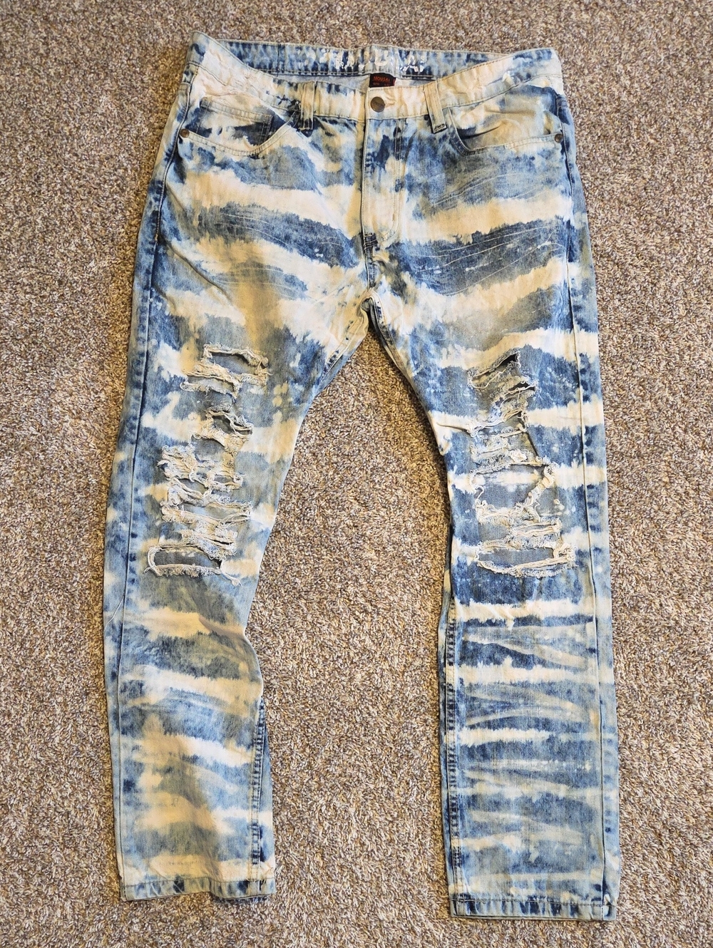 MOUSAI Acid Wash Distressed Denim